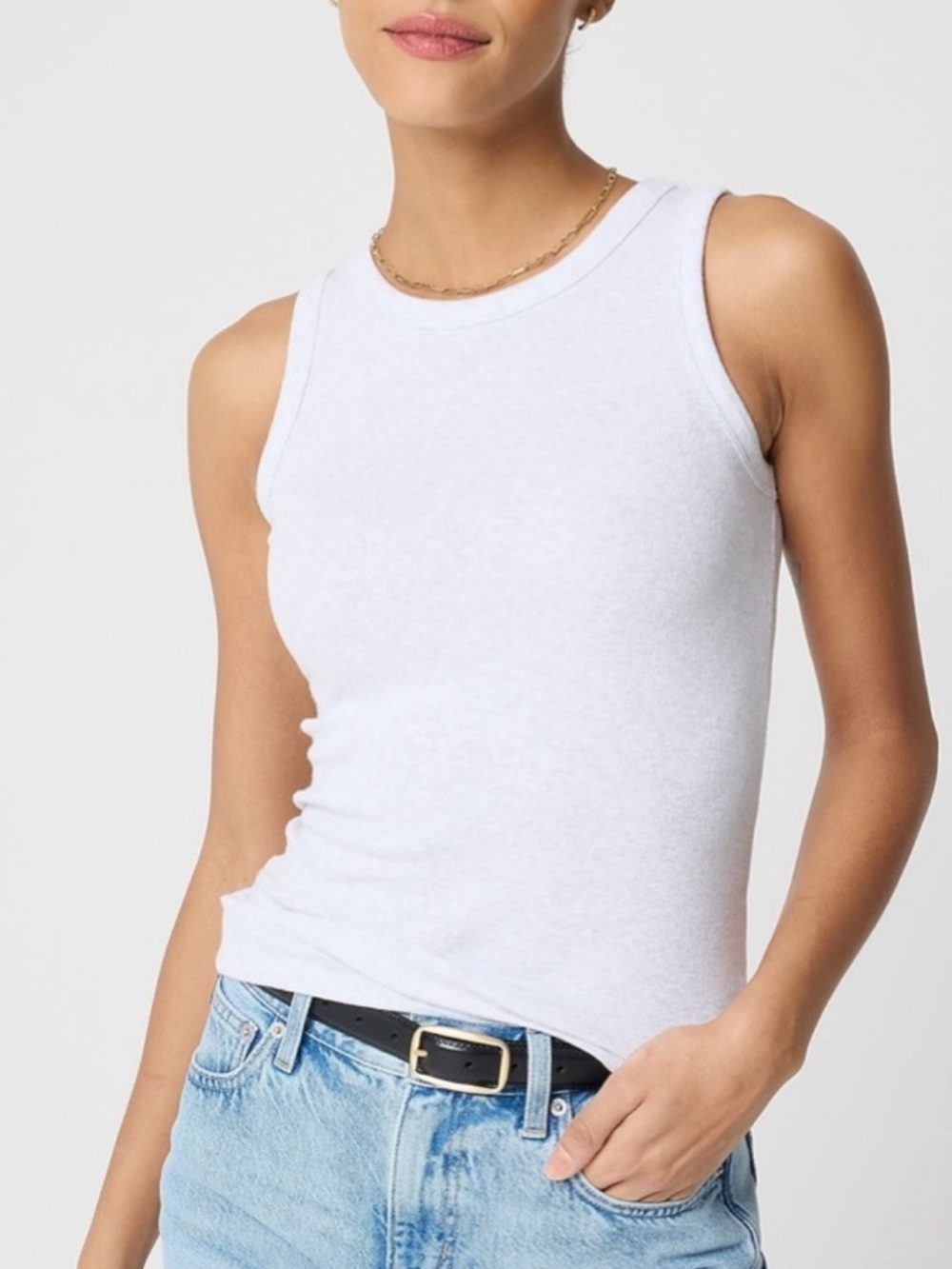 NWT J Crew High Neck Ribbed Tank Top in White Size Small MAKE UP ON COLLAR